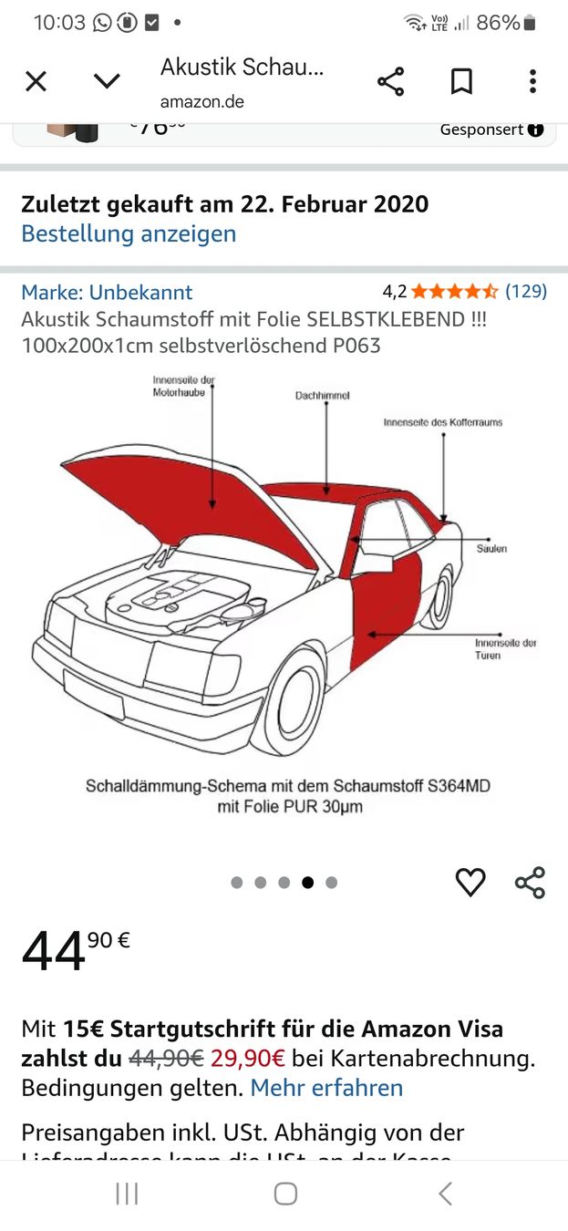 Alle Ersatzteile: Dämmmatte, Dämmschaumstoff – Gebraucht aus Gansingen von Schde 2