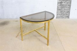 Halbrunder Beistelltisch / Salontisch mit Glasplatte