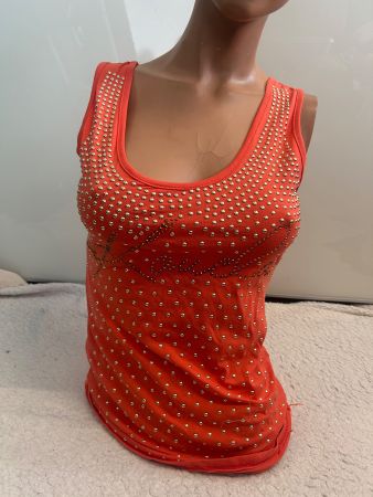TANKTOP Top mit Strass und Nieten 1 Size Neu Gratis Versand