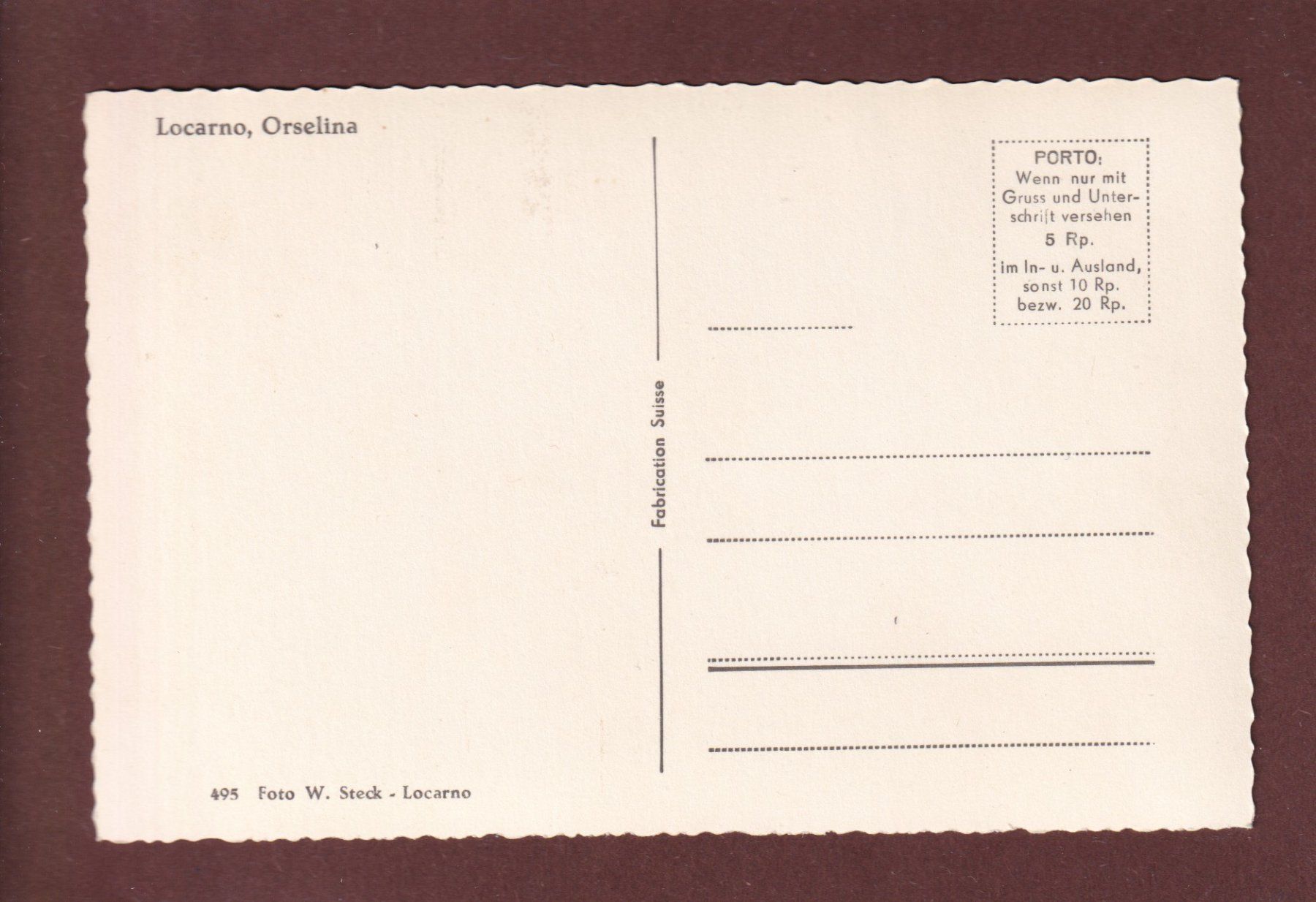 Cartoline postali: LOCARNO - Orselina – Usato da Pully venduto da nicecards 1