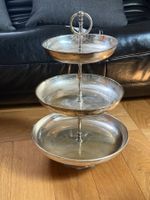3-stufige Servieretagere versilbert Vintage mit Griff