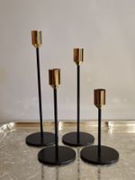 4er Set Kerzenständer Metall schwarz gold modern