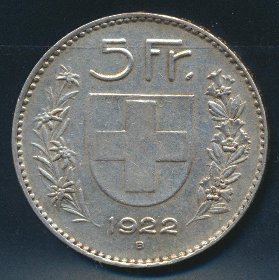 Tutti le monete: 5 Fr. 1922 ss – Usato da Roggwil BE venduto da Stampdealer3
