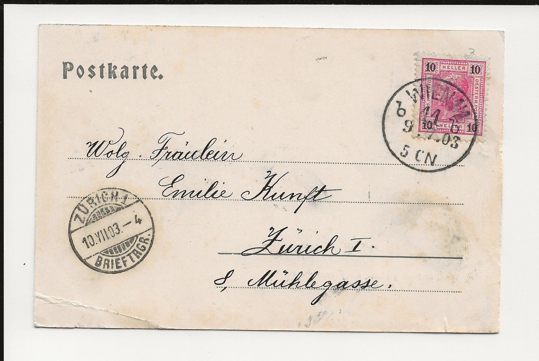 Cartoline postali: AK 1903 Reichsrathsgebäude Wien mit Franzensring – Usato da Greifensee venduto da 315WDO 1