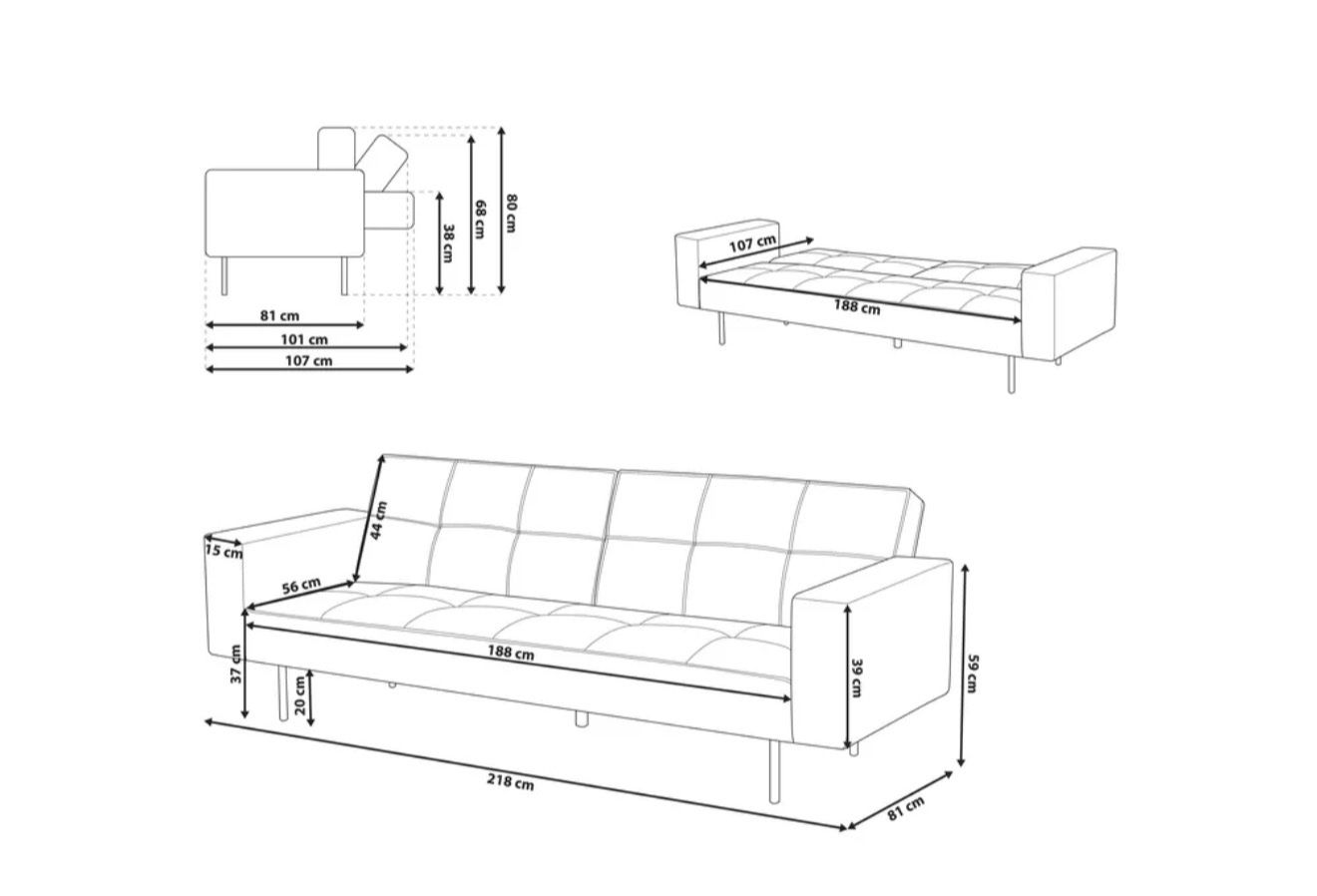 Beliani Sofas: Sofa bed grey fabric good condition 190cm. – D'occasion à Murten par api_mwx2 3