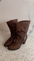 Stiefeletten 40 cognacbraun gefüttert 7cm Absatz