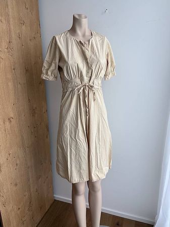  Hochwertiges Kleid Gr. XS beige Baumwolle