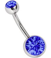 Piercing ombelico con pietra BLU nuovi di fabbrica