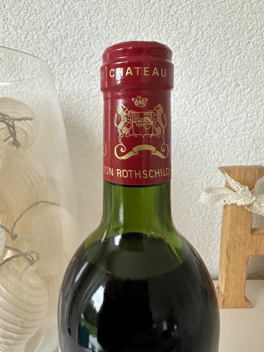 Bouteille Vide Authentique Château Mouton Rothschild Pauillac 1983 - Caisse En Bois