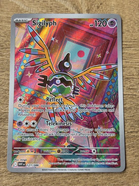 Carta Pokemon Giapponese Sigilyph AR 118/086 – SV11W Black Bolt White Flare – Nuovo Fronte Olografico