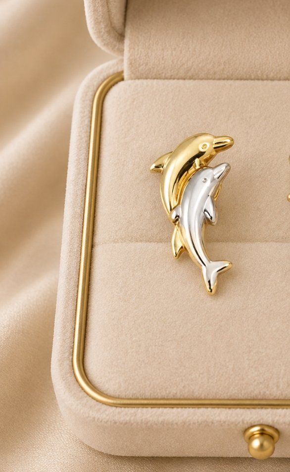 Orecchini pendenti & Orecchini a lobo: Ohrstecker Delfine 333 Gold bicolor – Nuovo e nell'imballaggio originale da Hemmental venduto da Fantasie1 2