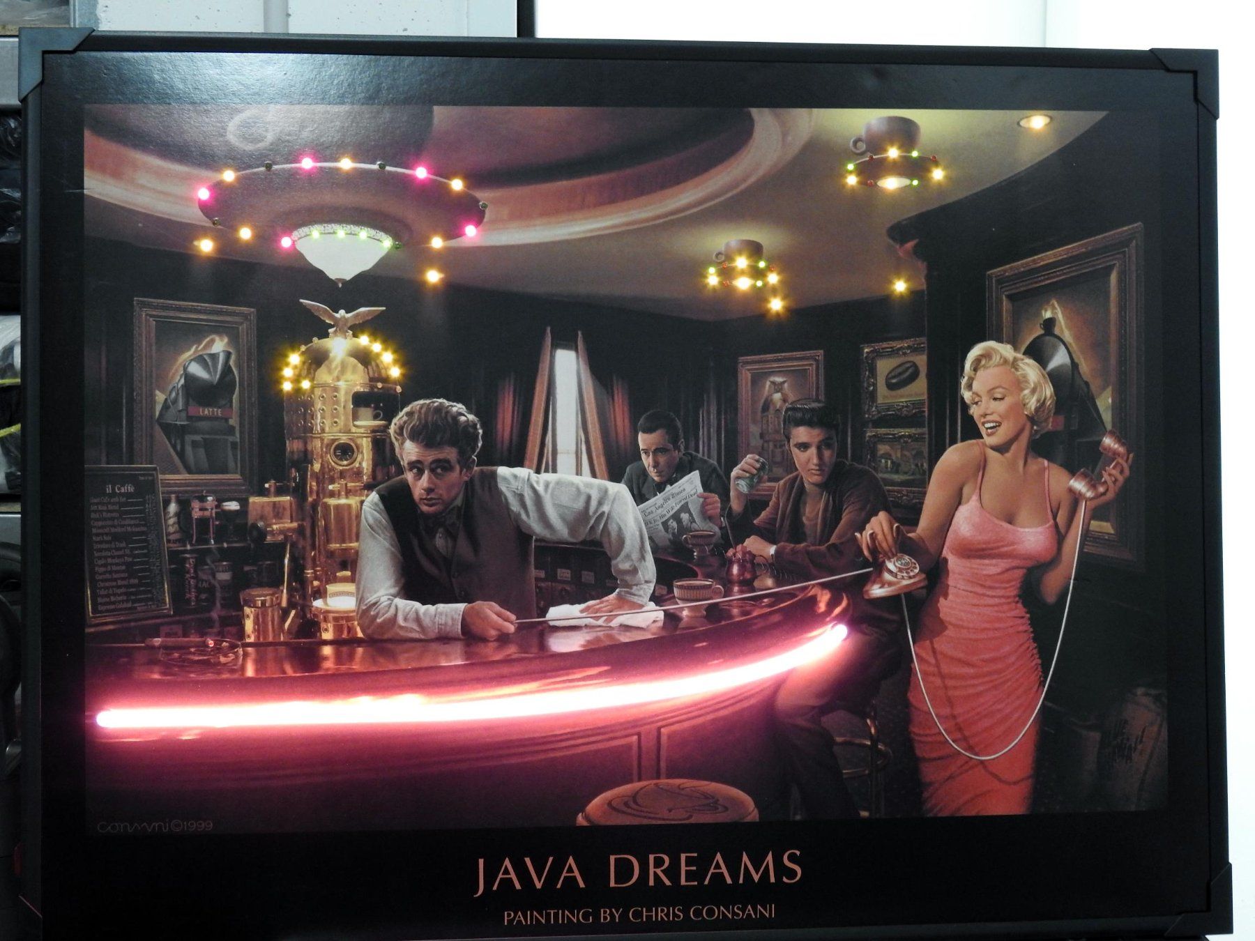 Poster & Bilder: Neon Leuchtbild Java Dreams - Elvis, Marilyn, Dean, Bogart – Gebraucht aus Zürich von