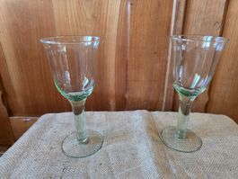 2 Glas Kelch Trink Gläser grün 21 cm