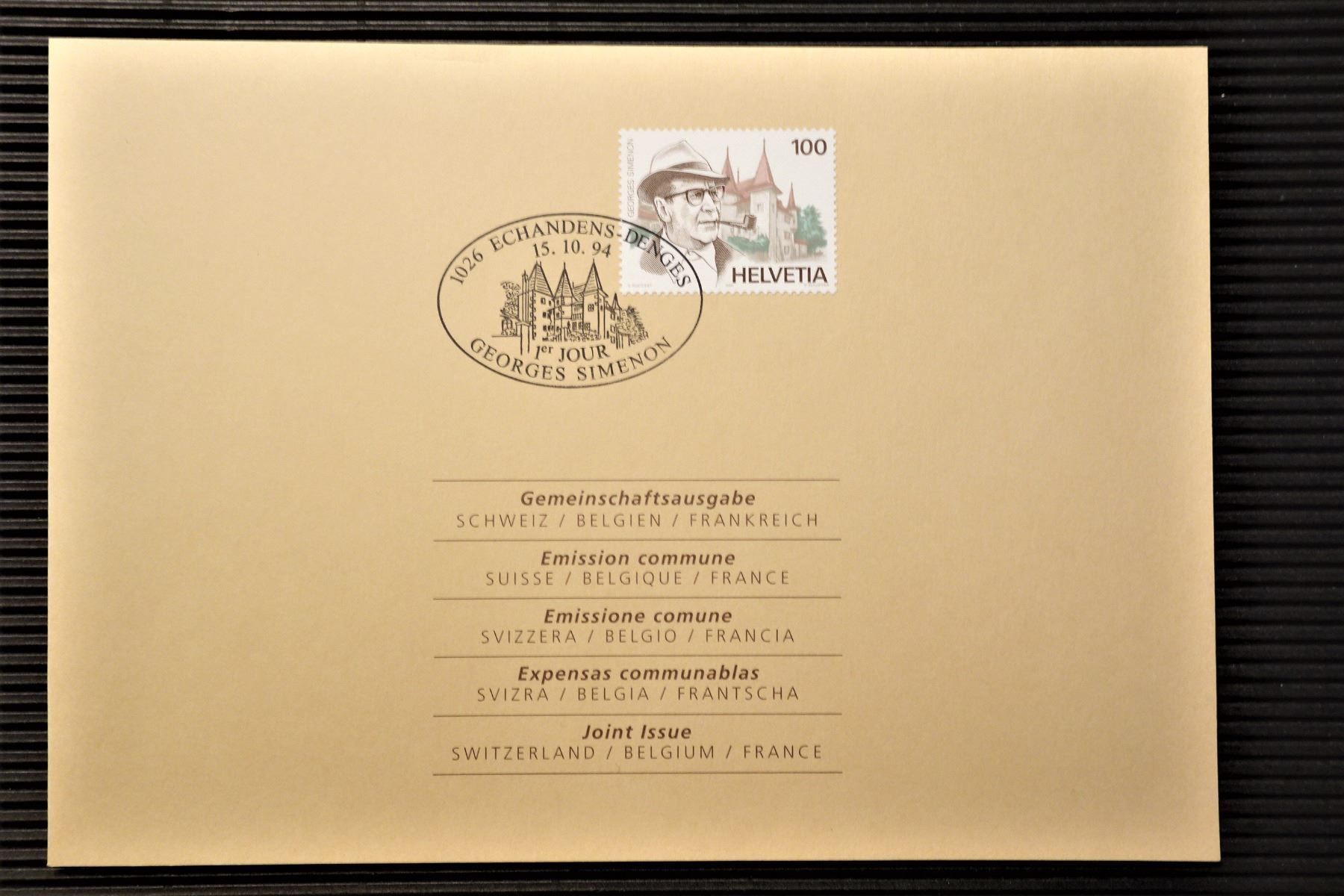 Alle Briefmarken: 1994 Weihnachtsfaltkarte Georges Simenon – Gebraucht aus Mettmenstetten von Sutasso 1