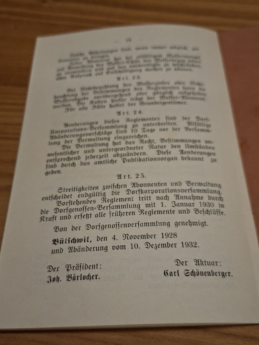 Documenti: Reglement Dorf - Korporation Bütschwil 1928 – Usato da Ganterschwil venduto da HeidiuPeter 7
