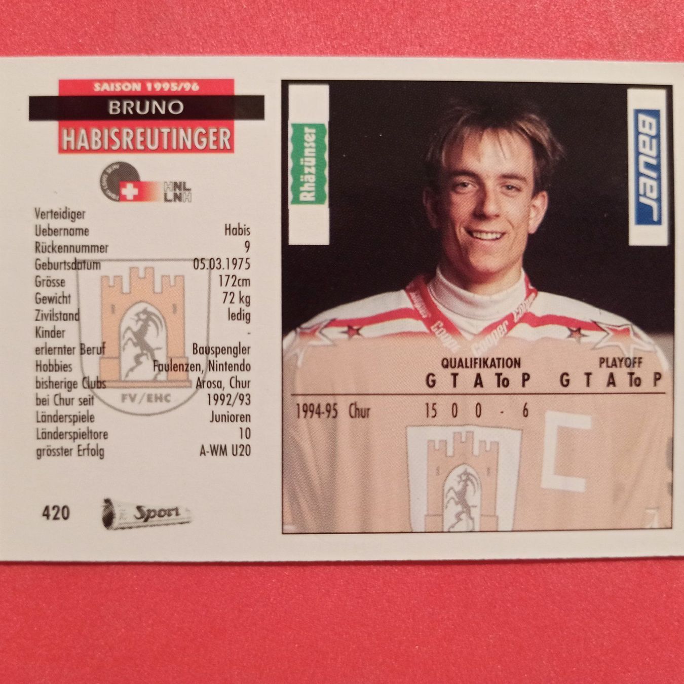 Carte collezionabili: Bruno Habisreutinger - EHC CHUR - 95/96 – Usato da Dübendorf venduto da kb86_MOVIE 1