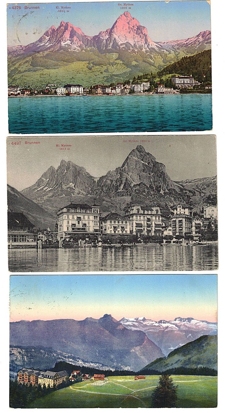 Cartoline postali: 5 Ansichtskarten Brunnen – Usato da Gossau ZH venduto da granby