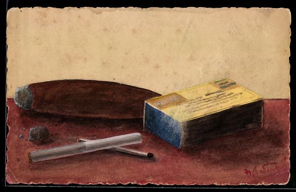Ansichtskarten: Handgemalt: Zigarette, Zigarre und Strei – Gebraucht aus Berlin von bartko-reher