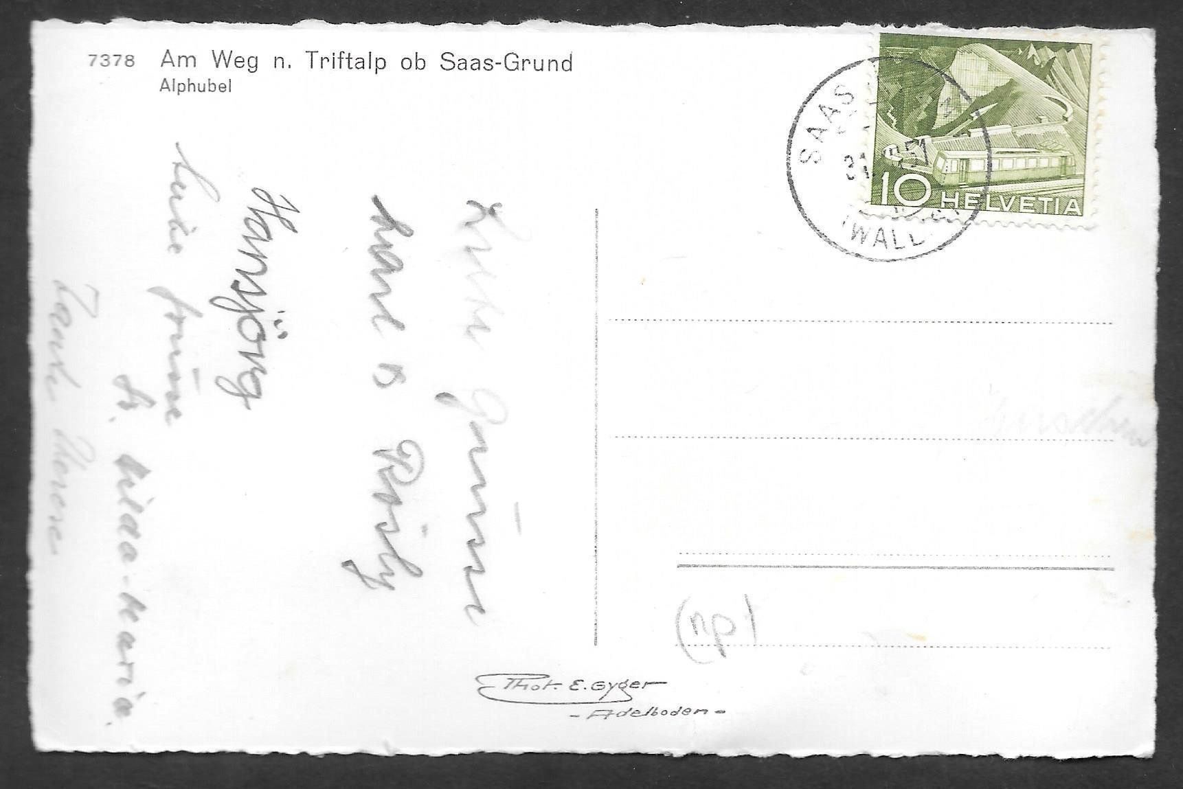 Cartoline postali: Saas-Grund am Weg nach Triftalp – Usato da Olten venduto da clotaldi 1