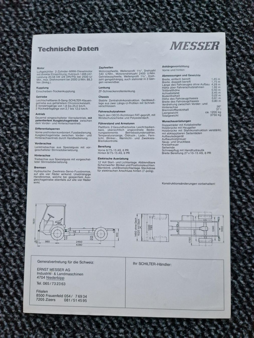 Schilter Traktoren: Original Prospekt Schilter Nencki N-1300 Transporter – Gebraucht aus Dürnten von Bachtel84 1