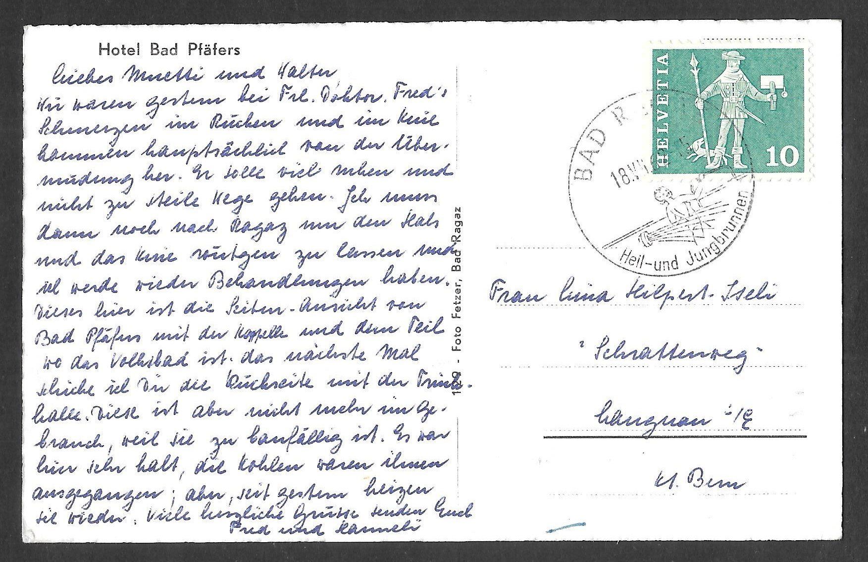 Cartoline postali: Hotel Bad Pfäfers – Usato da Olten venduto da clotaldi 1