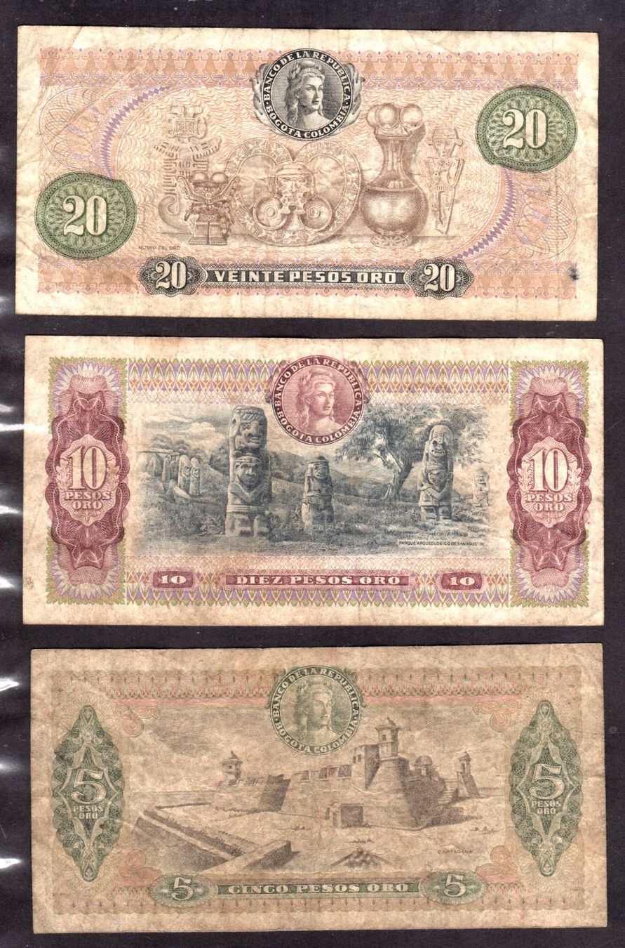 Banknoten: 3 alte gebrauchte Geldscheine der Republik Bogota – Gebraucht aus Walzenhausen von Midas17 1