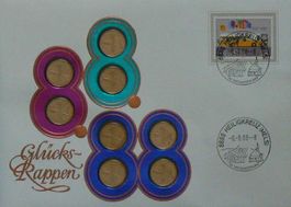 Numisbrief Glücksrappen 08.08.1988 Münzen