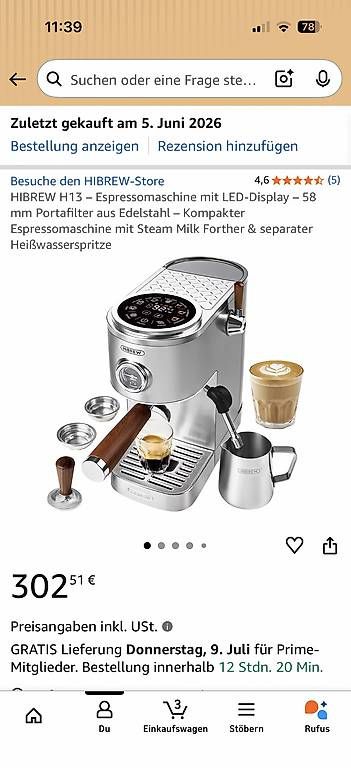 Kaffeemaschinen & Espressomaschinen: Espressomaschine HIBREW H13 – Neu (gemäss Beschreibung) aus Baar von fil_gs5q 3