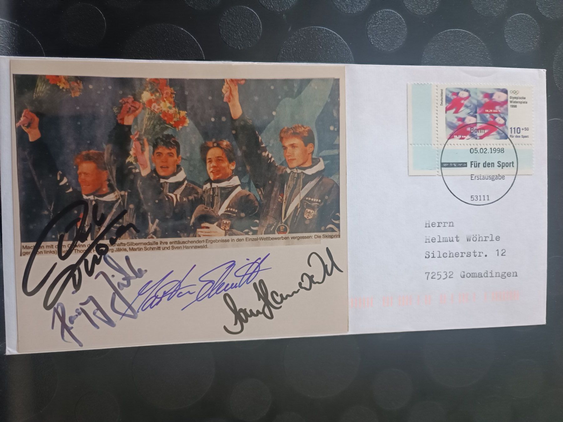 Autogramme: Olympia Silber - Team DE- handsigniert mit Sonderstempel FDC – Gebraucht aus Menziken von Artographs 1
