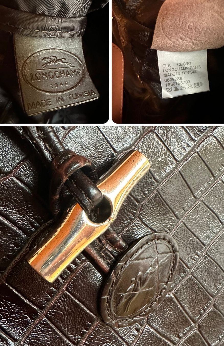 Longchamp Sacs femmes: Sac Longchamp Roseau - Cuir Croco marron. – D'occasion à Bernex par euma1976 8