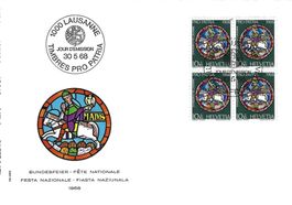 FDC Pro Patria  Viererblock 1968