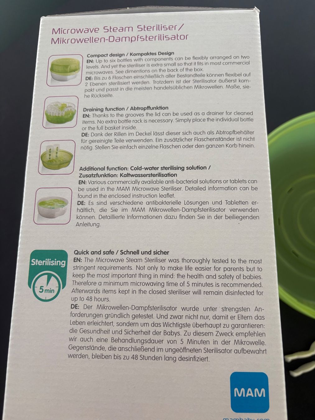 Mam Repas pour bébés: MAM Mikrowellen-Dampfsterilisator – D'occasion à Wohlen AG par kissne4 9