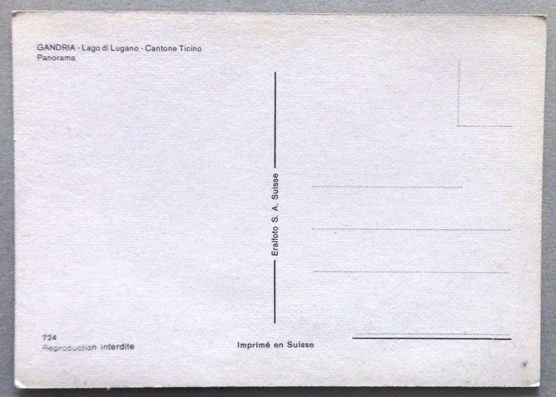 Cartoline postali: Gandria - Lago di Lugano - Panorama – Usato da Fétigny venduto da Billy2miny 1