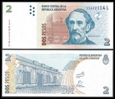 ARGENTINA - 2 PESOS 2013 - SERIE L - Nº. 32890983 L - UNZ.