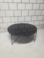 Runder Tisch Metall Schwarz Rauchglas guter Zustand