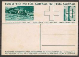 1931 : Bundesfeierkarte " Wildwasserverheerungen b. Lenk"