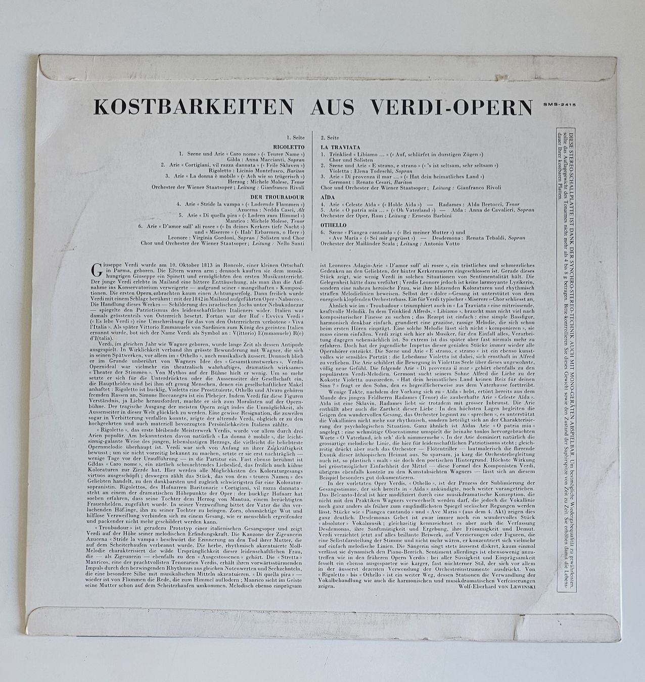 Dischi in vinile: Schallplatte, Verdi Opern – Usato da Basel venduto da MichelFa 1