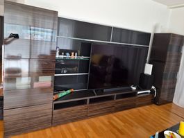 IKEA Besta Wohnwand Framsta schwarzes Rauchglas