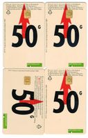 4 verschiedene 50-Gulden-Telefonkarten Niederlande
