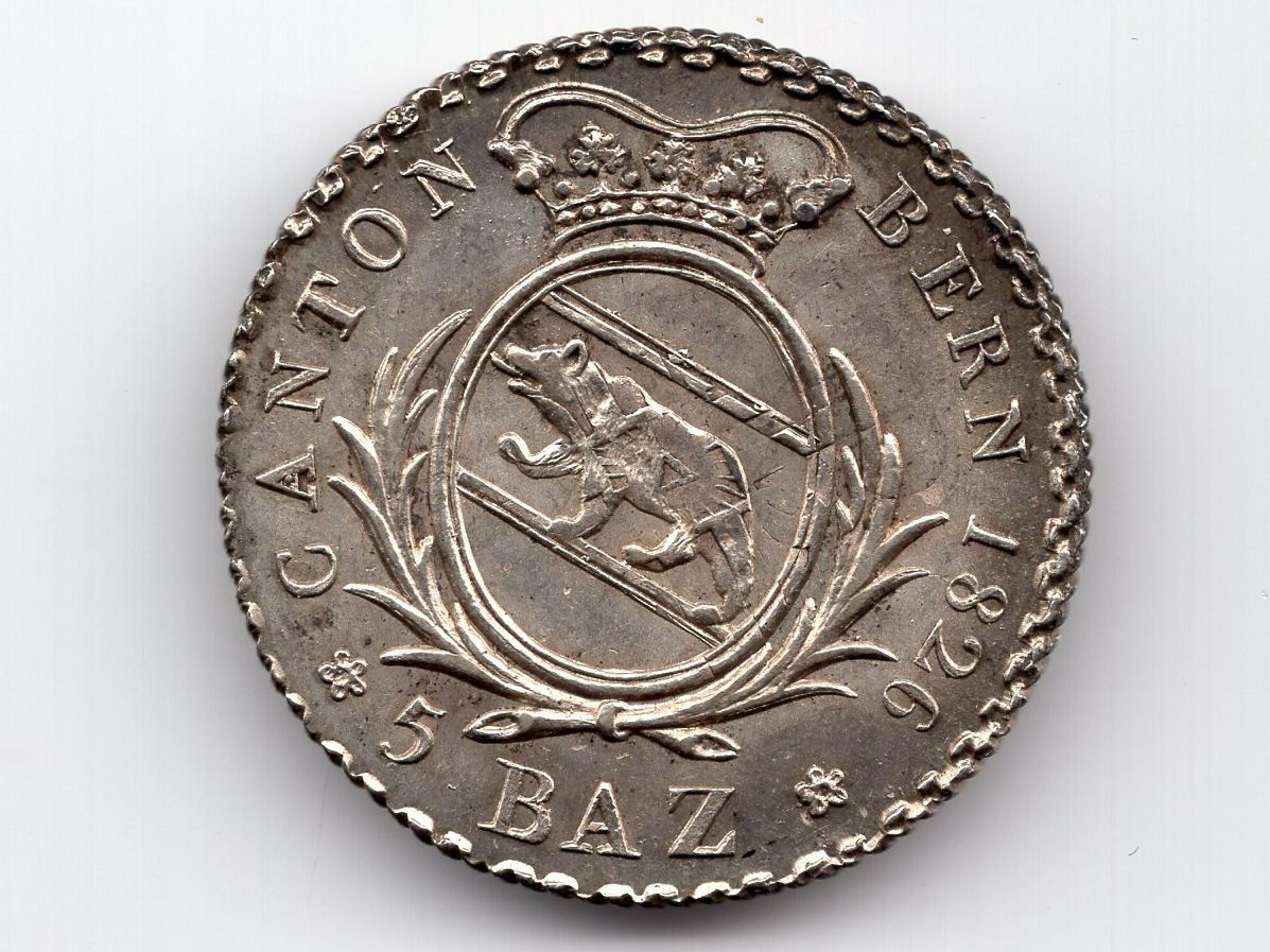 Tutti le monete: (744) Bern, 5 Baz, 1826 Variante Top – Usato da Rüthi (Rheintal) venduto da erdnuessli1