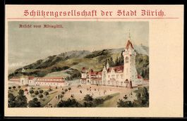 Künstler-AK Zürich, Ansicht vom Albisgütli, Schützengesellsc