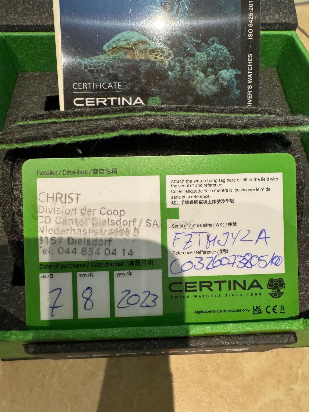 Certina Orologi: Certina DS Action Diver Powermatic 80 Black Full Set – Usato da Höri venduto da Swisschocolate 4
