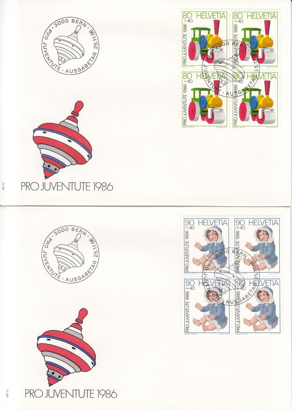 Tutti i francobolli: SBK J298 - J301 im 4er-Block FDC – Usato da Bürglen TG venduto da StampGraf 2