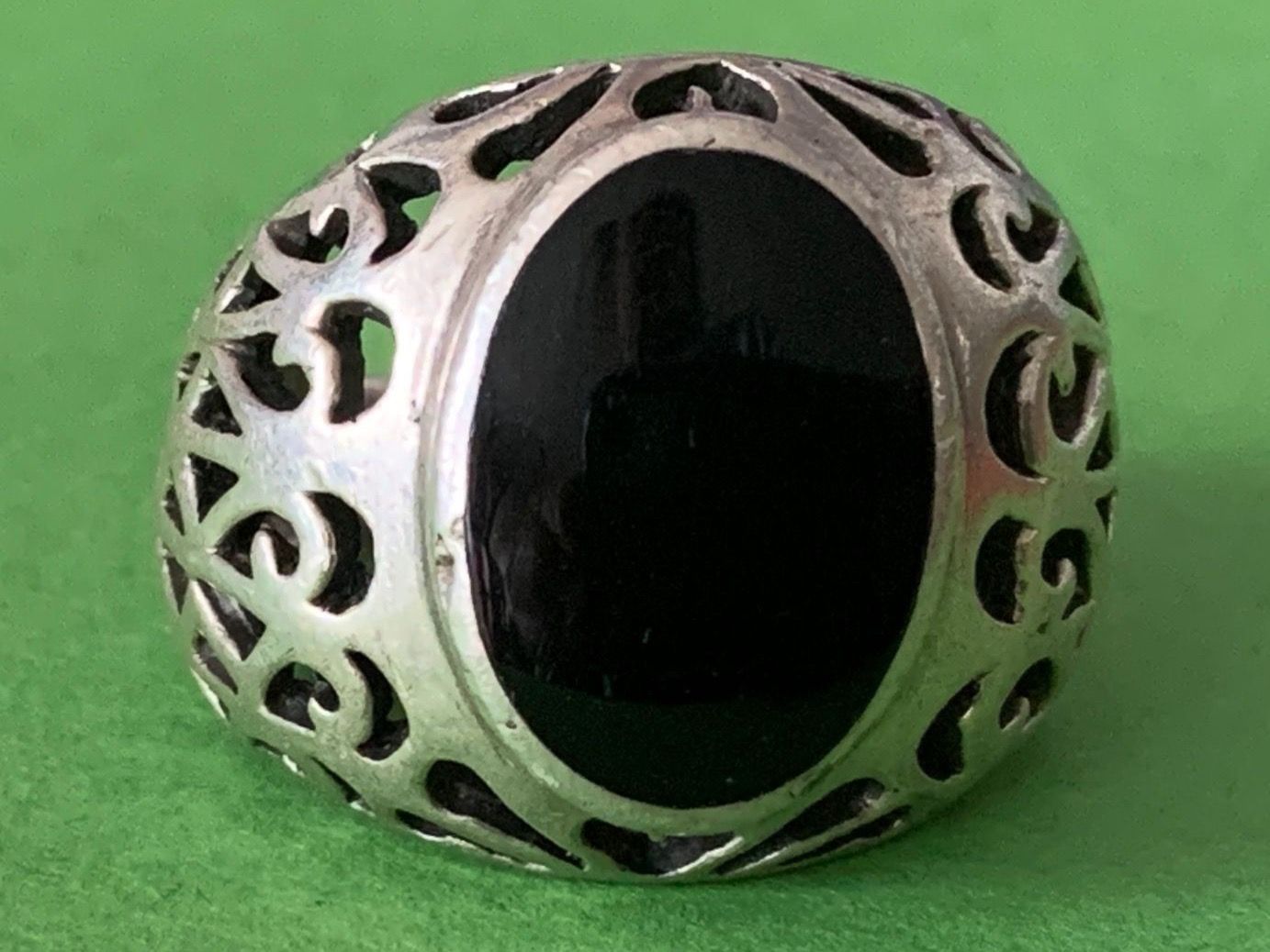 Onyx Ringe: Silberring ONYX halbmond (rg 53) – Gebraucht aus Laufen von belleskulptur
