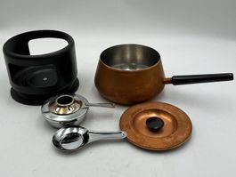 Vintage Fondue Set aus Kupfer, Rechaud