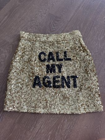 Jupe paillettes dorées "CALL MY AGENT" taille S
