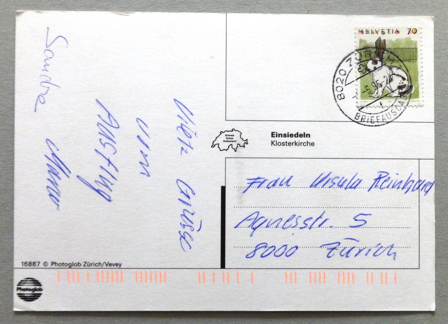 Ansichtskarten: Einsiedeln, Klosterkirche – Gebraucht aus Fétigny von Billy2miny 1