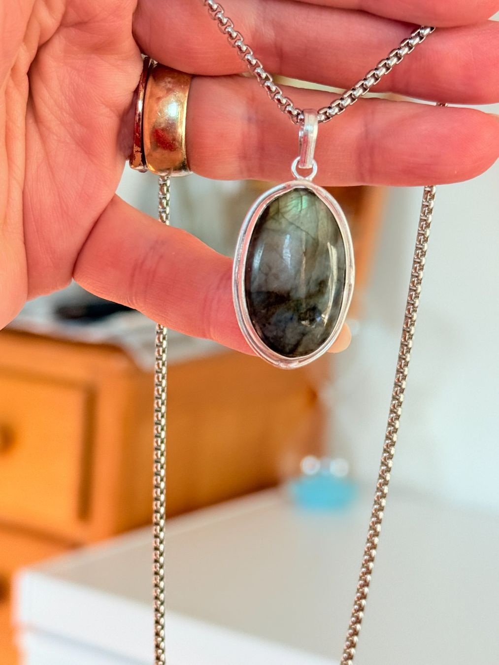 Catenine: Collier Labradorite naturelle – Nuovo e nell'imballaggio originale da Genève venduto da AGBERG 5