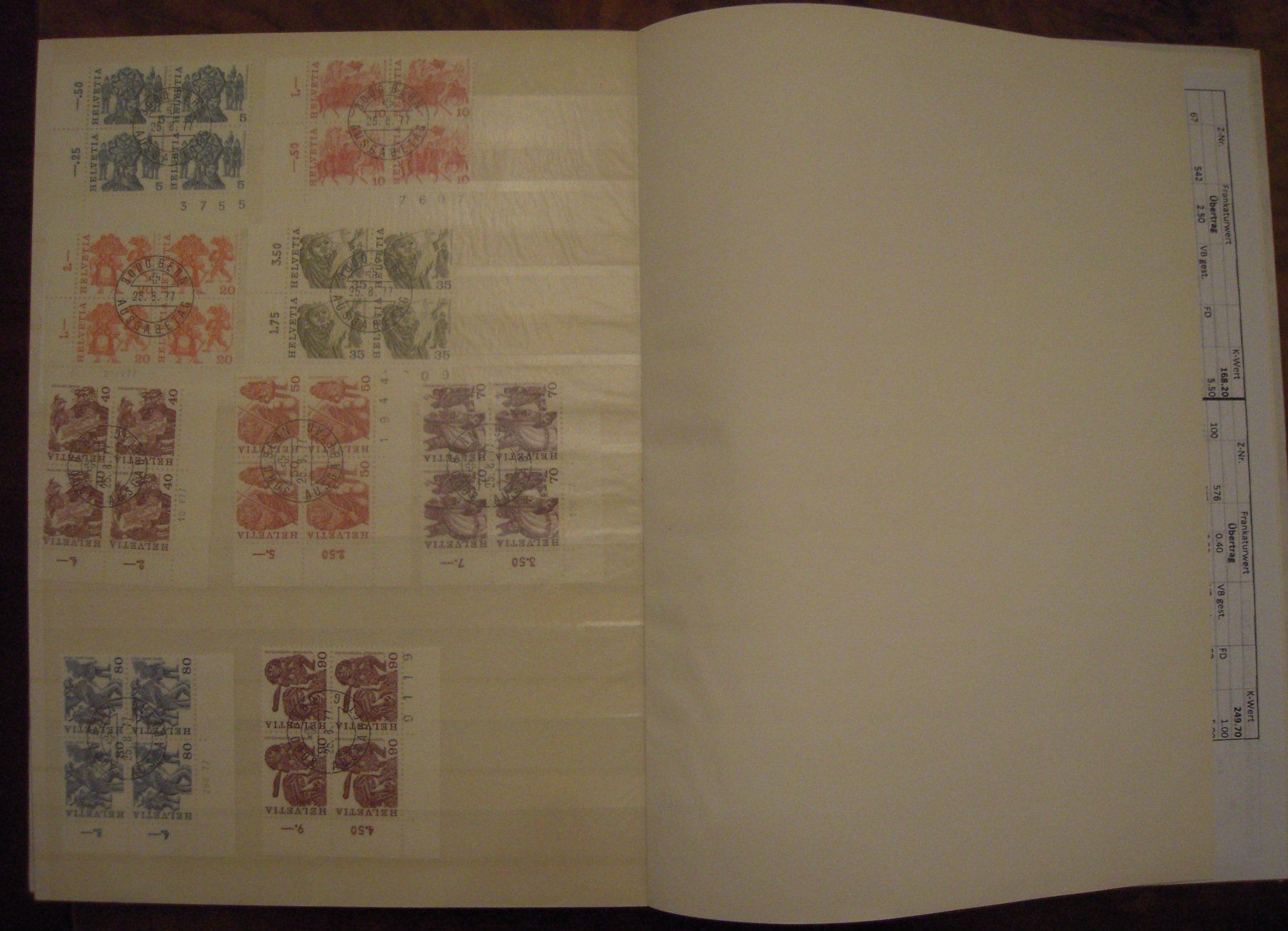 Tutti i francobolli: Viererblocks Schweiz 1970-1978, gest. meist FD – Usato da Stallikon venduto da Saentis2014 9