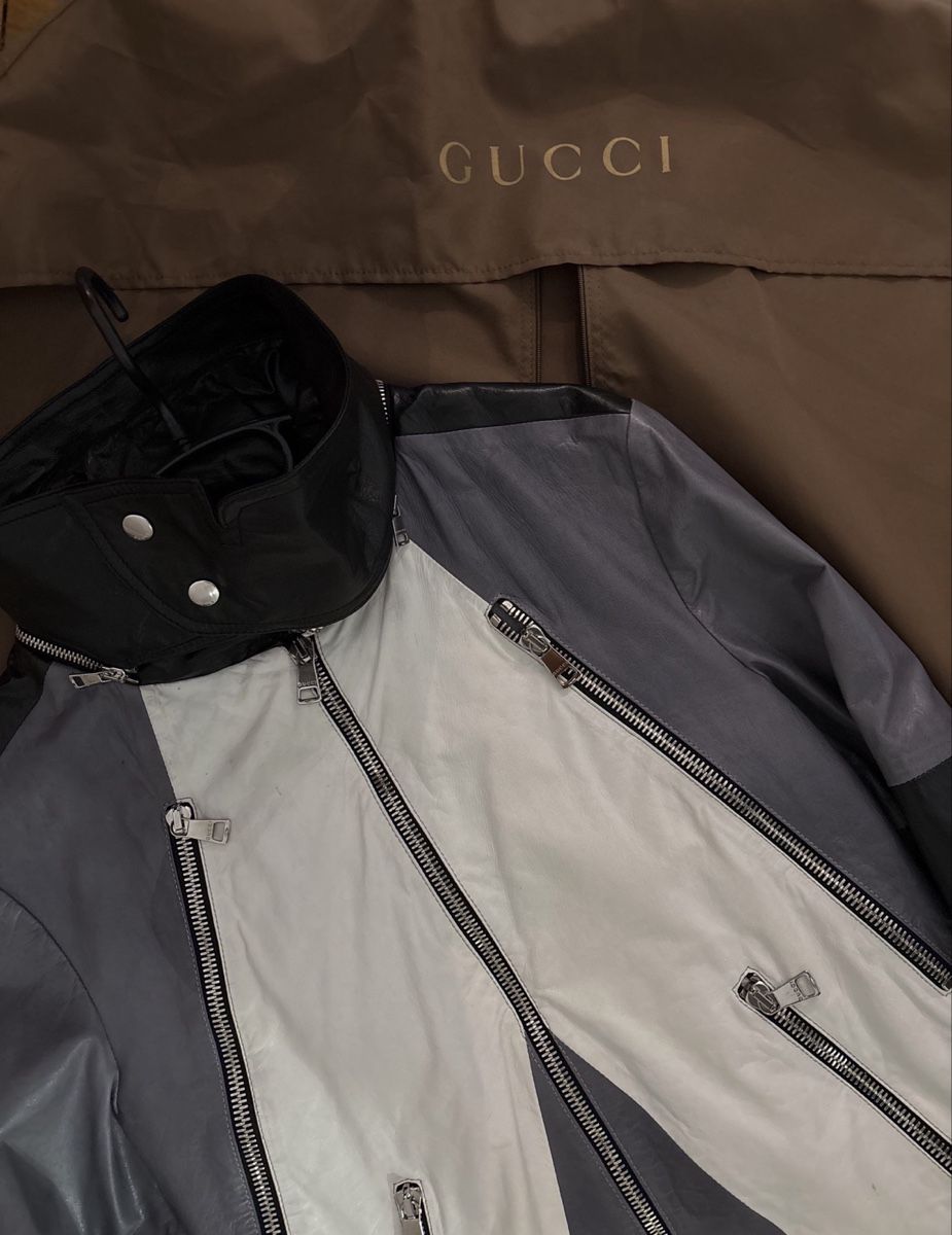 Gucci Giacche: Gucci Vintage Leather Jacket, Black, White & Grey – Usato da Basel venduto da suz_6bsc 6